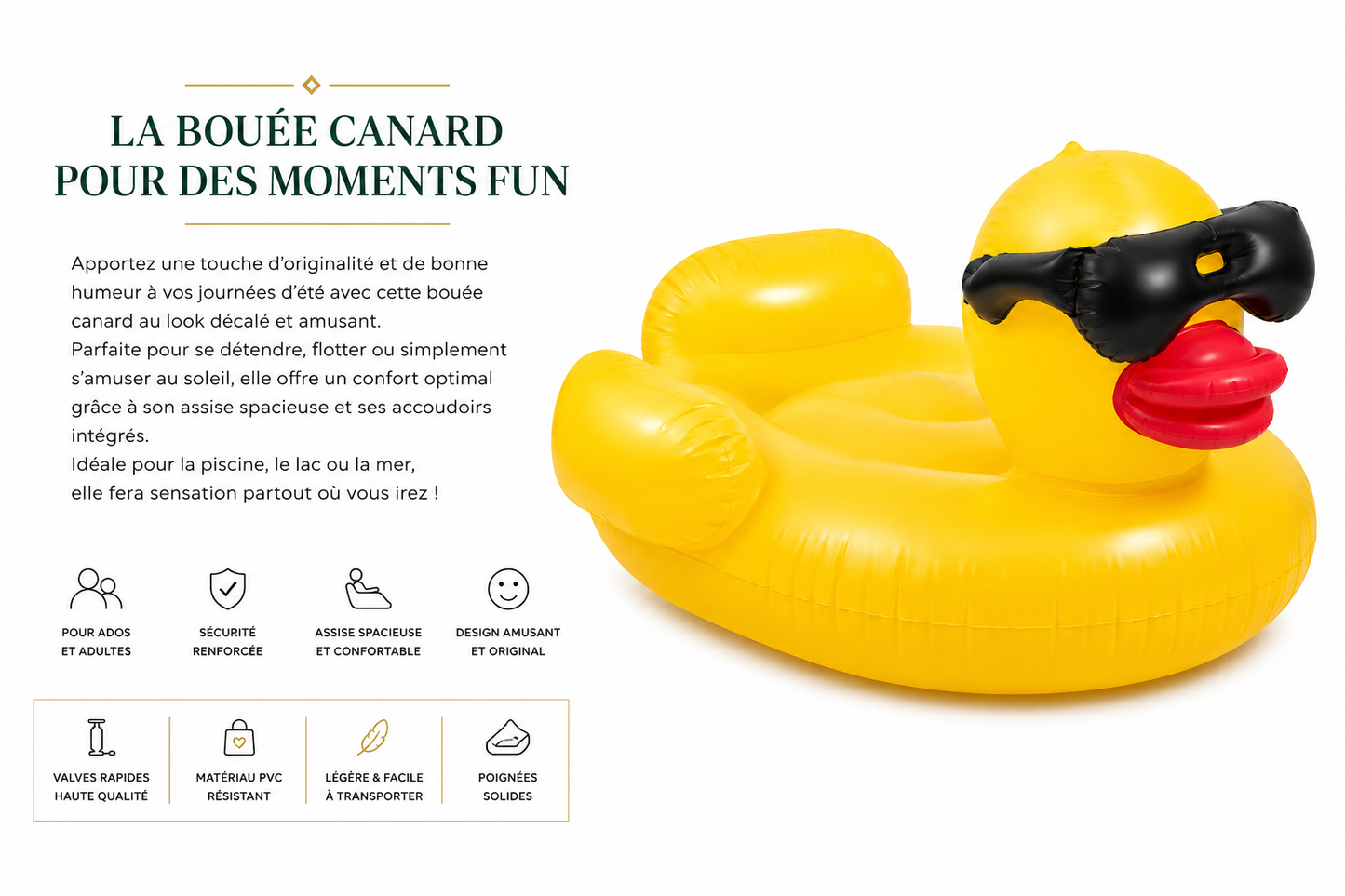 Le Canard à Lunettes Géant - Pool Party Edition (Pompe Incluse)