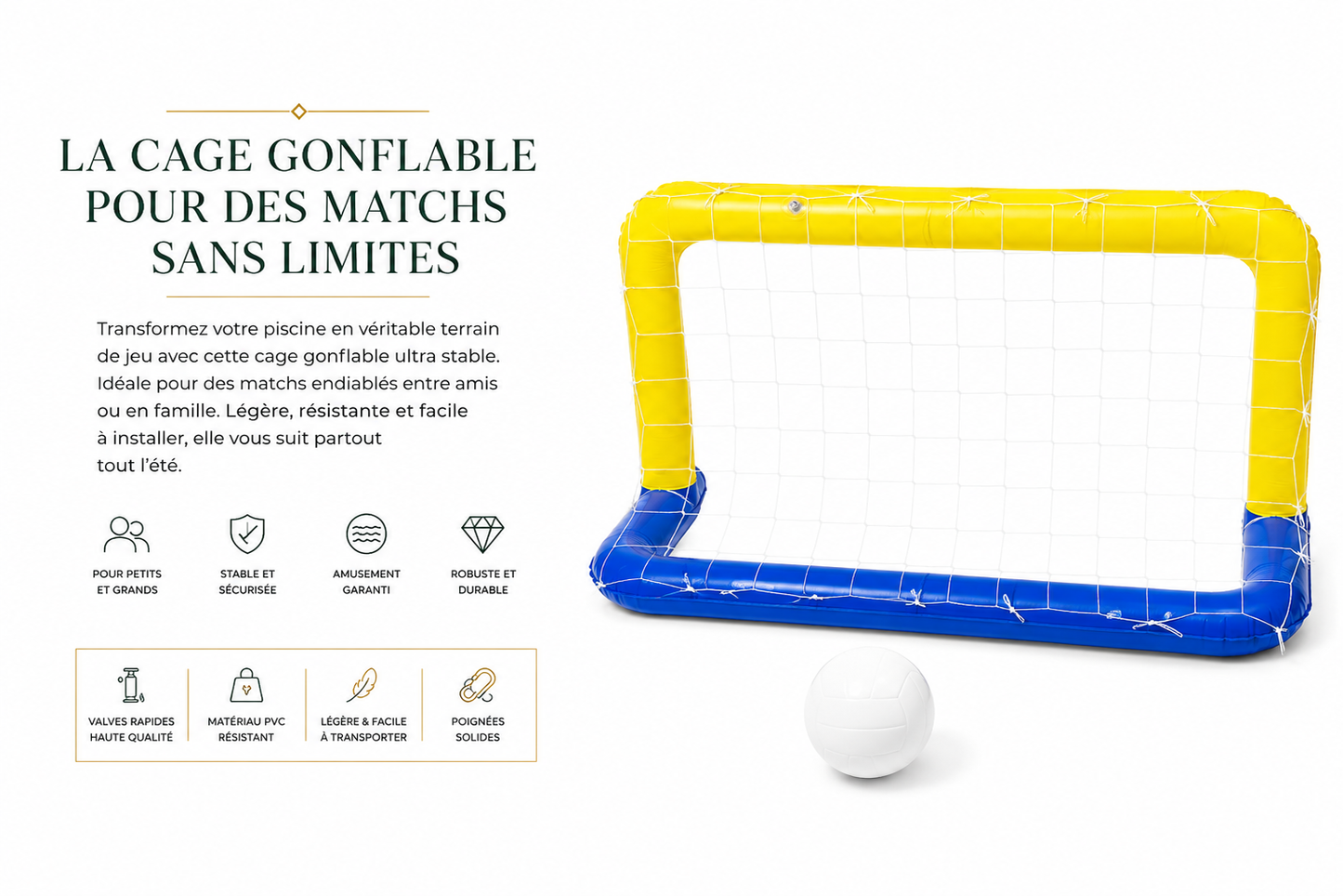 La Cage de Foot Aquatique - But Gonflable Flottant (Ballon Inclus)