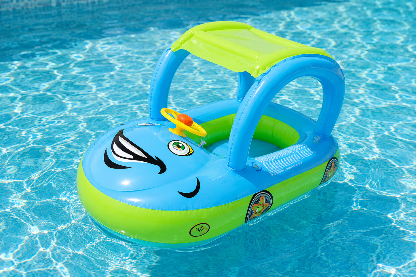 Le Cabriolet Aquatique - Bouée Voiture Bébé avec Parasol