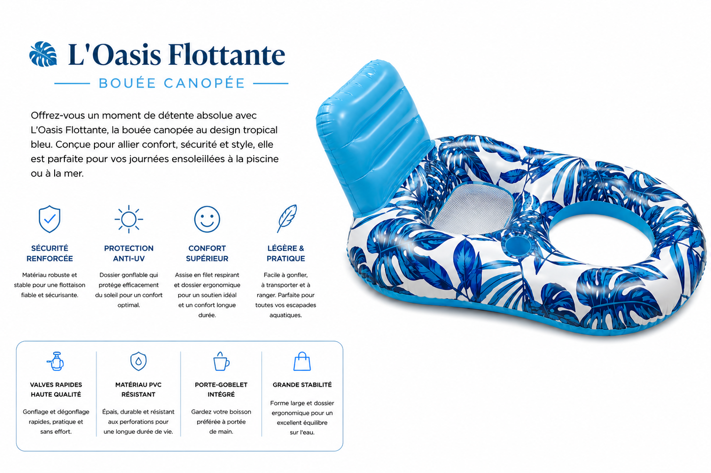 L'Oasis Flottante avec Porte-Gobelet - Pool Club Edition