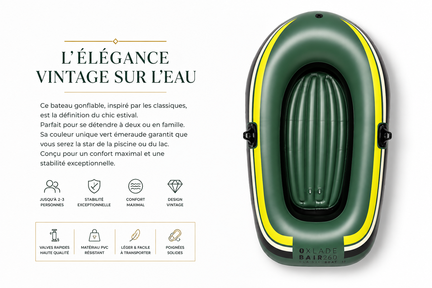 L'Explorateur Gonflable - Bateau de Plage Confort (Pompe Incluse)